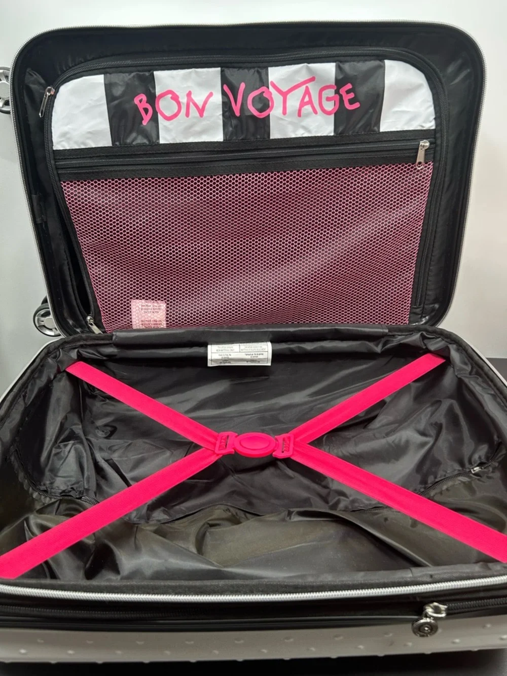 Betsey Johnson White Embossed Sugar Skull Carry-On Luggage